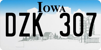 IA license plate DZK307