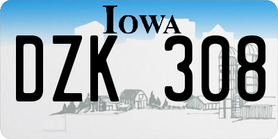 IA license plate DZK308