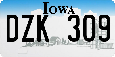 IA license plate DZK309