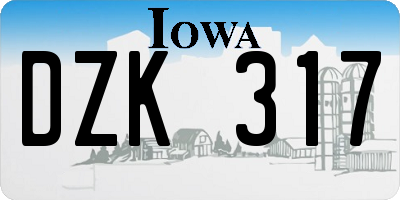 IA license plate DZK317