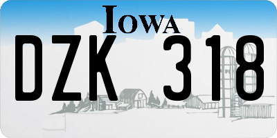 IA license plate DZK318