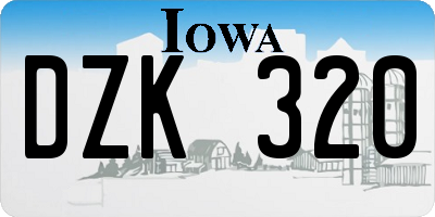 IA license plate DZK320