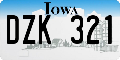 IA license plate DZK321