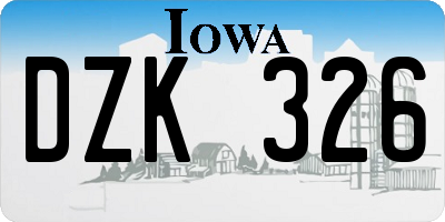 IA license plate DZK326