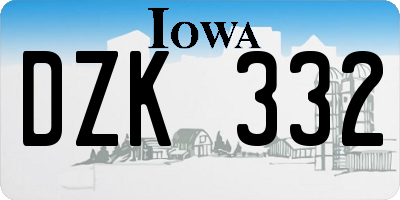 IA license plate DZK332