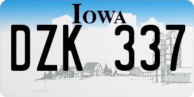 IA license plate DZK337