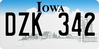 IA license plate DZK342