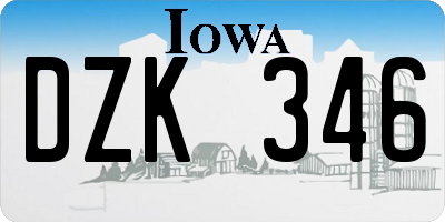 IA license plate DZK346