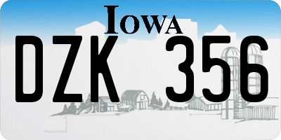 IA license plate DZK356