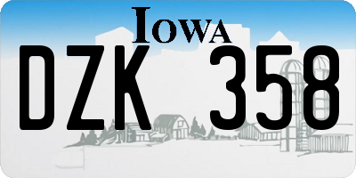 IA license plate DZK358