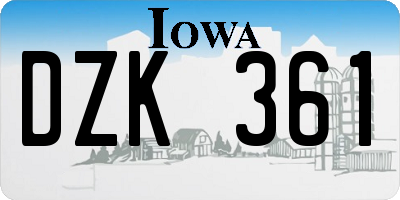 IA license plate DZK361