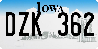 IA license plate DZK362