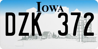 IA license plate DZK372