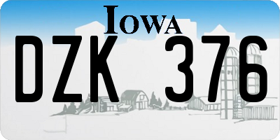 IA license plate DZK376