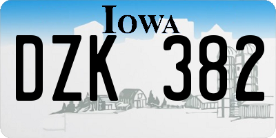 IA license plate DZK382
