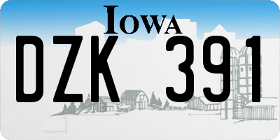 IA license plate DZK391