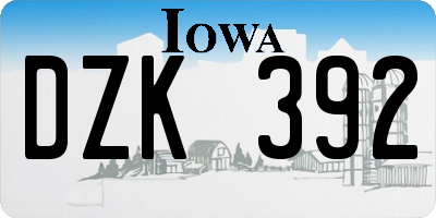 IA license plate DZK392