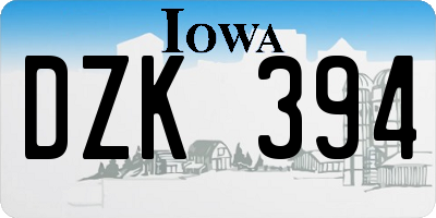 IA license plate DZK394