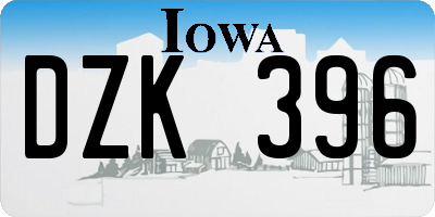 IA license plate DZK396