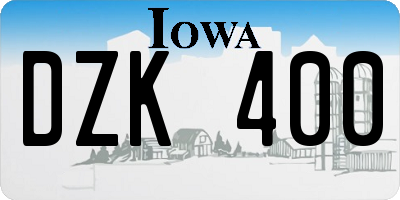 IA license plate DZK400