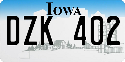 IA license plate DZK402
