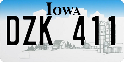 IA license plate DZK411
