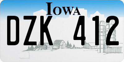 IA license plate DZK412