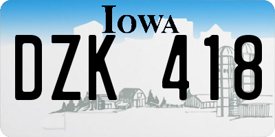 IA license plate DZK418