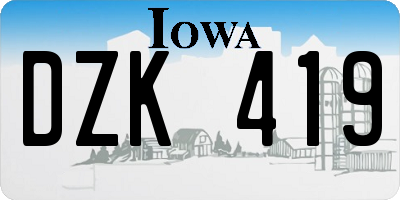 IA license plate DZK419