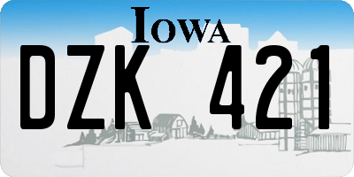IA license plate DZK421