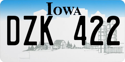 IA license plate DZK422