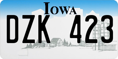 IA license plate DZK423
