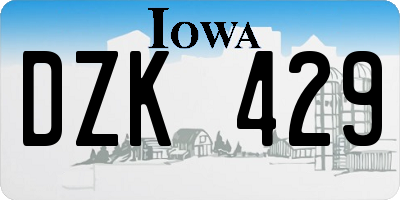 IA license plate DZK429