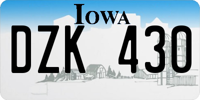 IA license plate DZK430