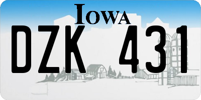 IA license plate DZK431