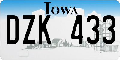 IA license plate DZK433