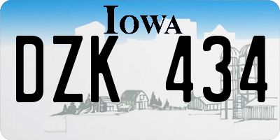 IA license plate DZK434