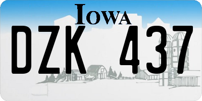 IA license plate DZK437