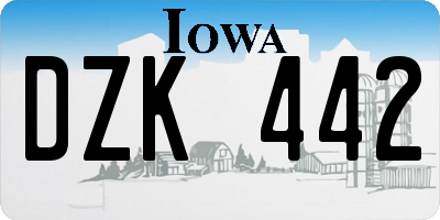 IA license plate DZK442