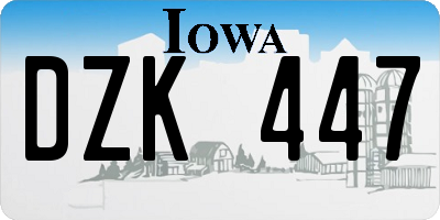 IA license plate DZK447