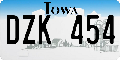 IA license plate DZK454