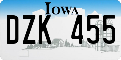 IA license plate DZK455