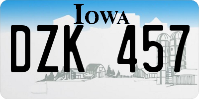 IA license plate DZK457