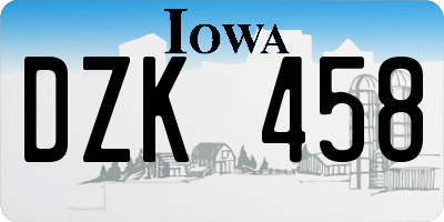 IA license plate DZK458