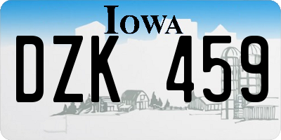 IA license plate DZK459