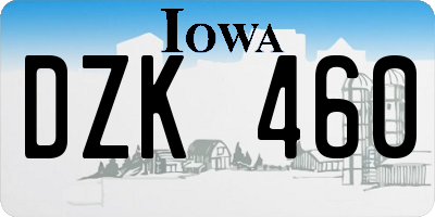 IA license plate DZK460