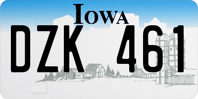 IA license plate DZK461
