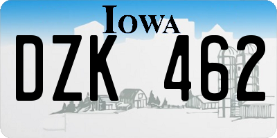 IA license plate DZK462