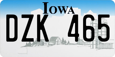 IA license plate DZK465