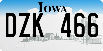 IA license plate DZK466